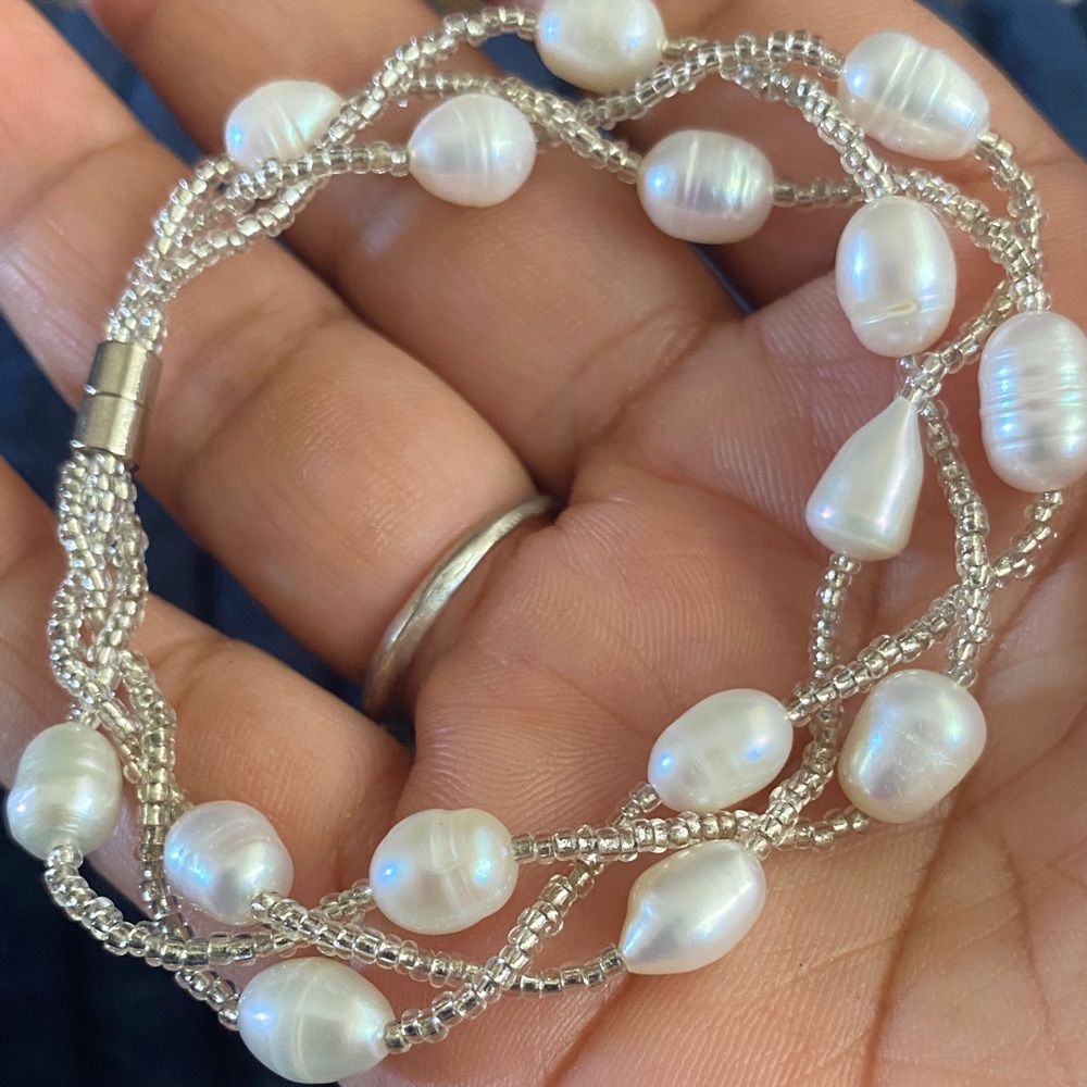 Gold and Pearl Multi-Strand Bracelet